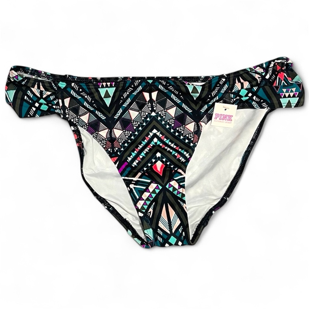 PINK Victoria's Secret Geometric Bikini Bottom - Black and Teal